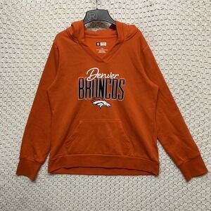 Denver Broncos Hoodie SweatShirt‎ Womens Large Orange Team NFL Pullover ladies